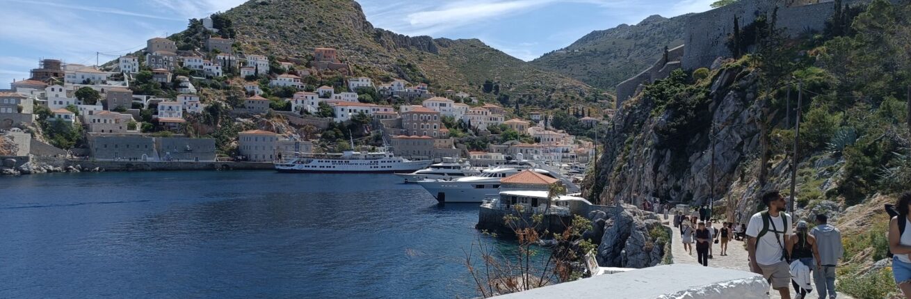 Hydra island port people